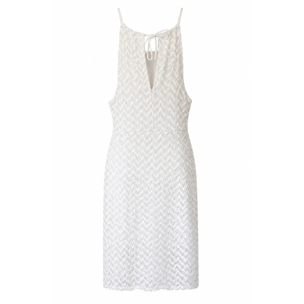 Madden NYC Lace Dress Women Small White Excellent Chevron Halter Wrap Skirt